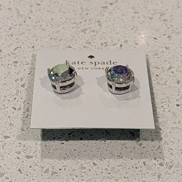 NWT! Kate Spade Large Gumdrop Stud Earrings AB/Silver - Picture 6 of 7